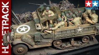 M3 Halftrack US figures and German POWs Tamiya 135 scale model [upl. by Nela]