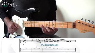 Mixolydian Fusion Lick  Tab  TheGuitarLabnet [upl. by Edy]