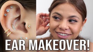 FROM 0 TO 12 PIERCINGS IN ONE DAY EAR MAKEOVER [upl. by Naimaj]