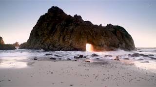 Pfeiffer Beach Keyhole Arch Sunset 4K [upl. by Nawk200]