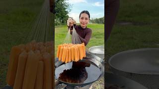 Hotdog crispy with noodle cook recipe shortvideo shorts cooking food recipe [upl. by Ellenar435]