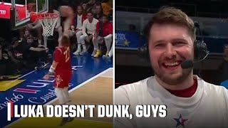 I dont dunk guys 🤣 Luka Doncic reacts to getting STUFFED on a dunk  NBA on ESPN [upl. by Det]