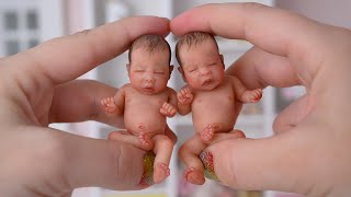 Worlds Smallest TWINS  Only 275 inches Miniature Boy and Girl Silicone Reborn Babies Ava amp Evan [upl. by Ocire]