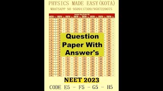 NEET 2023 CODE SET E5 SET F5 SET G5 SET H5 ORIGINAL PAPER amp ANSWER KEY ENDOSPERM FOR NEET  1 [upl. by Witty982]