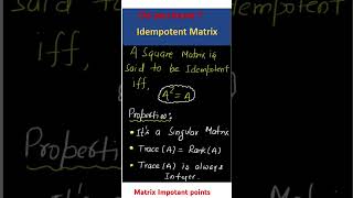 Idempotent MatrixDefinition and properties jee maths 12thcbse viralvideo viralshorts matrix [upl. by Anette]