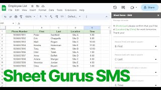 Send mass text messages from Google Sheets with Sheet Gurus SMS Google Sheets Addon [upl. by Asp]