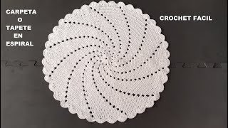 CARPETA O TAPETE EN ESPIRAL TEJIDO A CROCHET  TUTORIAL  GANCHILLO [upl. by Eidnac]