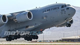 C17 Globemaster III Cargo Aircraft Take Off and Landing US Air Force [upl. by Rotceh299]