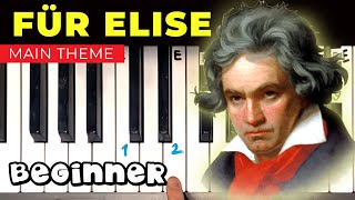 Für Elise  EASY Piano Tutorial with letters and numbers [upl. by Lleumas658]