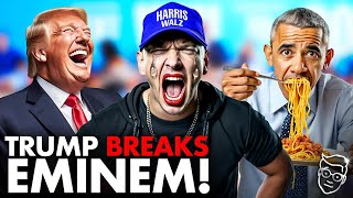 Trump BREAKS Eminem  Rapper Literally Shaking and InTEARS OnStage Endorsing Kamala 😂 [upl. by Akired]