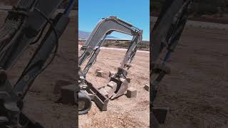 Putting the greenhouse blocks in the bucket of the excavator constructionequipment excavator [upl. by Mordy]