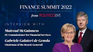 Opening remarks with Mairead McGuinness amp Gabriele Galateri de Genola  POLITICO Finance Summit [upl. by Anwahsad]