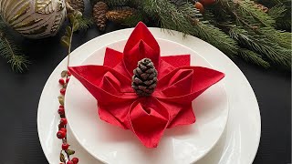 Christmas Poinsettia Napkin fold [upl. by Rhett]