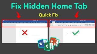 How to fix home tab not showing in MS Word Excel amp Powerpoint  Home Ribbon not showing MS Office [upl. by Gyimah957]