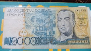 cédula 100000 cruzeiros ano 1985 Juscelino Kubitschek de Oliveira 🇧🇷🤑 [upl. by Alleyne339]