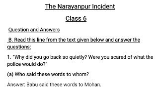 The Narayanpur IncidentClass 6BuzzwordEnglishQuestions and AnswersShashi Deshpande [upl. by Salena777]