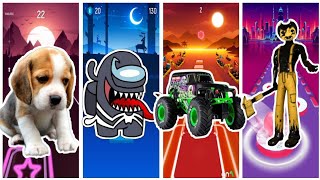 Borzoi dog 🆚 Among us 🆚 Monster jam 🆚 Bendy  Tiles Hop Edm Rush 🏆 [upl. by Bucher]