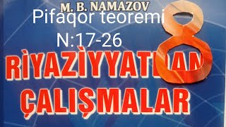 Pifaqor teoremi N1726namazov çalışmalar 8 ci sınıf [upl. by Shelton505]