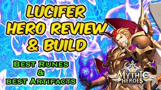 Mythic Heroes Lucifer Hero Review  Best Artifacts and Runes  Lucky 10x Pull for Flora [upl. by Jim]