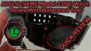 AOSLSI SKMEI Model 1358 Watch With Altimeter Barometer Thermometer Review With Waterproof Test [upl. by Fonda]