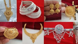 new gold amp silver wedding jewellery designs 2024 with weight amp price  latest gold jewellery design [upl. by Sullecram]