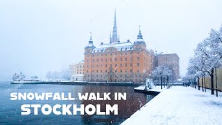 Sweden Stockholm 4K  Snowy Winter Walk 2022 [upl. by Ehr946]