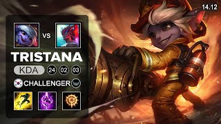 Tristana vs Yone Mid  KR Challenger  Patch 1412 Season 14 [upl. by Adoree]