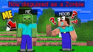 PRANKING as a ZOMBIE in Minecraft I WAS CAUGHT  Minecraft Trolling [upl. by Loos]