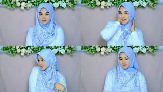 6 Style Hijab Tutorial Segi Empat Motif Premium [upl. by Filemon659]