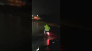 Moped stops a 80k lb semi in thunderstorm [upl. by Whallon]