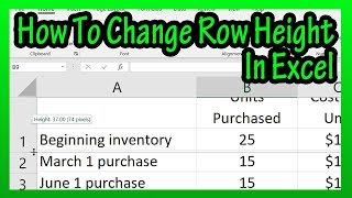 How To Change Increase Or Decrease The Row Height For Cells In An Excel Spreadsheet Explained [upl. by Htedirem419]