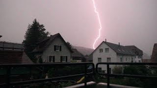 Blitz Naheinschlag Gewitter Urdorf 21072017 [upl. by Palestine790]