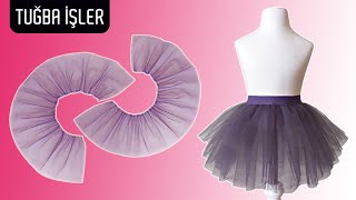 Very Easy Tulle Ballerina Skirt Cutting and Sewing for Baby Girl 2 Years  Tuğba İşler [upl. by Morette]