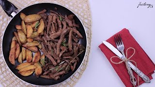 Steak amp Potato Skillet Recipe  وصفة الستيك بشرائح البطاطس [upl. by Nogem501]