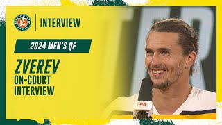 Zverev Quarterfinal oncourt interview  RolandGarros 2024 [upl. by Schonfeld]