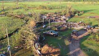 4132020 Bassfield Ms Extreme tornado damage from huge tornado drone Cars homes destroyed [upl. by Rosenblatt]