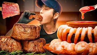 ASMR FILET MIGNON amp SHRIMP COCKTAIL MUKBANG 먹방  COOKING amp EATING SOUNDS  Zach Choi ASMR [upl. by Novyar]