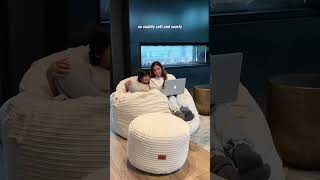 Yes we said giant marshmallow 🤭 See for yourself FeaturedQueen NEST Bean Bag Chair and Pouf Ecru [upl. by Enair]