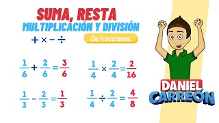 SUMA RESTA MULTIPLICACIÓN Y DIVISION DE FRACCIONES Super facil  Para principiantes [upl. by Seravaj]