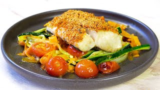 MERLUZA al HORNO con verduras en 15 MINUTOS Dieta Mediterránea [upl. by Dominic51]