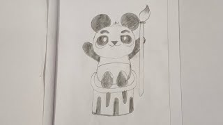 how to draw panda 🐼 drawing pencil shades cute animals drawing [upl. by Johna42]