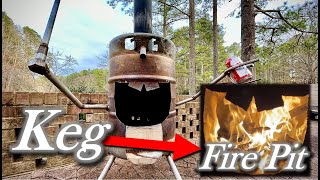 🔵Use an OLD KEG into a Chiminea Fire Pit  DIY Deck Chiminea Outdoor Fireplace  Teach a Man to Fish [upl. by Darwen867]