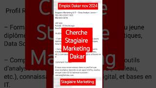 Emploi stagiaire marketing dakar [upl. by Champagne]