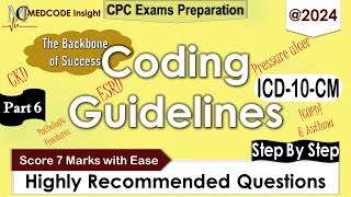 ICD10CM Specific Coding guidelines questions for CPC exam Part 6 [upl. by Somerset]