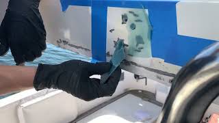 Spraying Gelcoat Repair on Boat [upl. by Yortal]