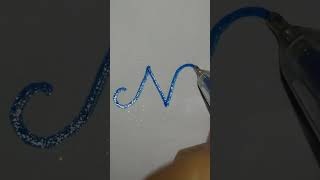 How to sign N✒️✒️ in style with beautiful glitter pen lettersign namesign squaresign [upl. by Anawqahs]