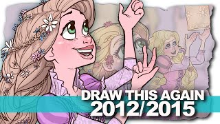 Rapunzel Three Years of Progress DRAW THIS AGAIN Challenge  DrawingWiffWaffles [upl. by Eidroj]