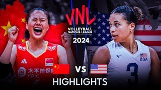 🇨🇳 CHINA vs USA 🇺🇸  Highlights  Womens VNL 2024 [upl. by Lebaron]