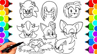 Sonic Coloring Pages NEW Sonic Team NEW Sonic in the movie 3 Tails Knuckles Amy Rose COLORING 79 [upl. by Tdnaltroc]