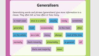 Generalisers  Tuesdays English [upl. by Yrnehnhoj]